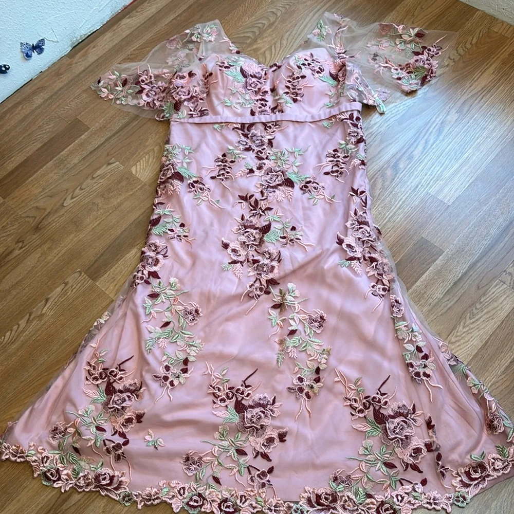 NWDT J.J.’s House, romantic pink embroidered special occasion dress. Size 2X. - Picture 9 of 16